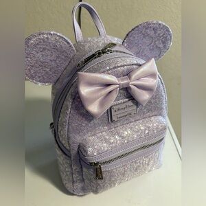Disney Parks Loungefly Opalescent Lavender
Purple Sequin Minnie Backpack